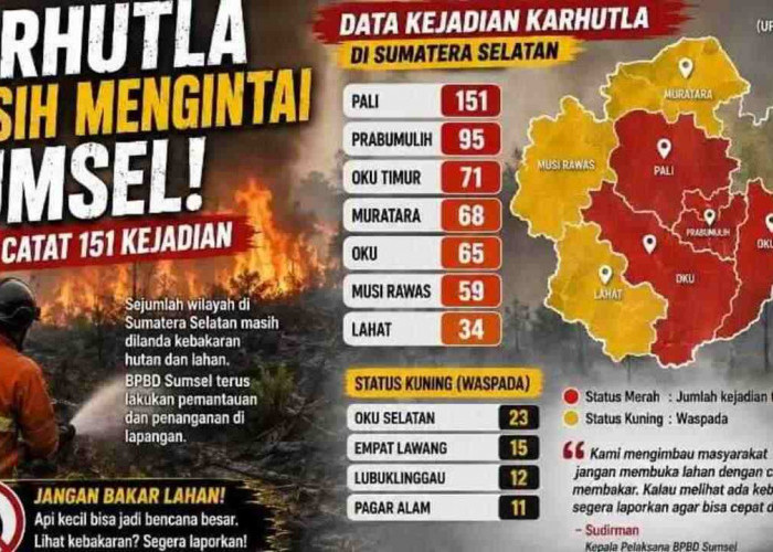 Karhutla Masih Mengintai Sumsel, PALI Tembus 151 Kejadian, OKU Ada 65 Kejadian