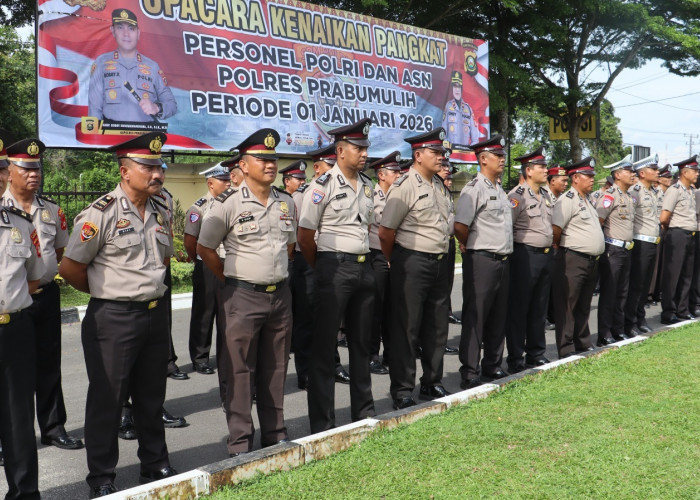 62 Personel Polres Prabumulih Naik Pangkat, Kapolres Tegaskan Bukan Hadiah Tapi Amanah dan Tanggung Jawab