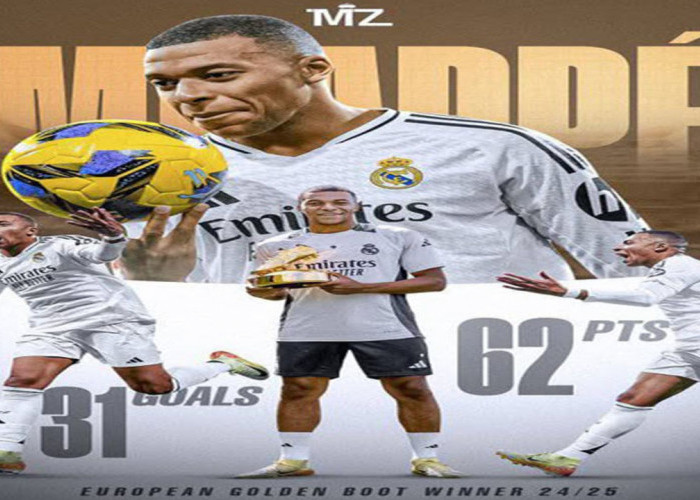 Mbappe Resmi Raih Sepatu Emas Eropa 2024/25, Mohamed Salah Cuma Cetak 1 Gol