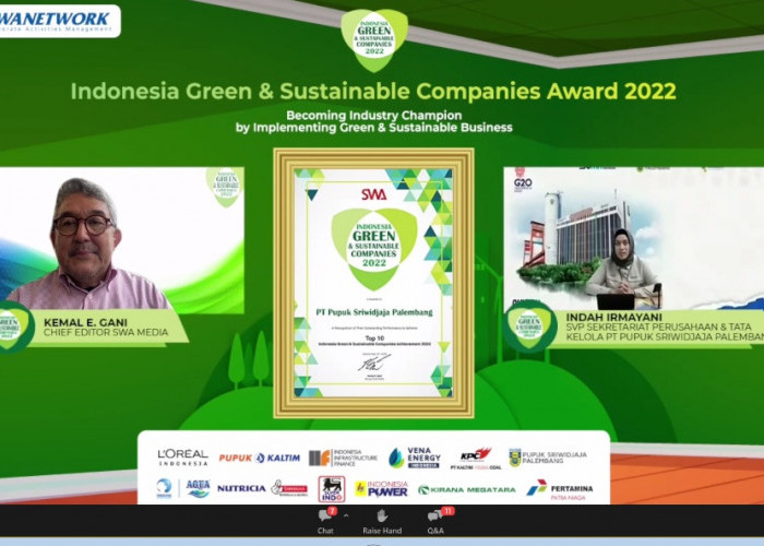 Pusri Raih Penghargaan pada Ajang Indonesia   Green dan Sustainable Companies Award 2022