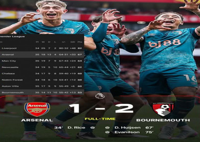 Arsenal Kalah 1- 2 dari Bournemouth