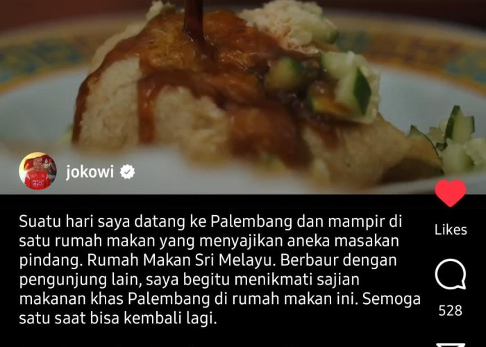 Jokowi Kenalkan Beragam Hidangan Khas Palembang di Akun Instagram Miliknya