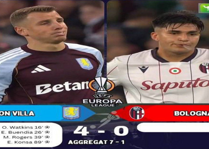 Perempat Final Liga Europa 2026: Aston Villa Gilas Bologna 4-0.