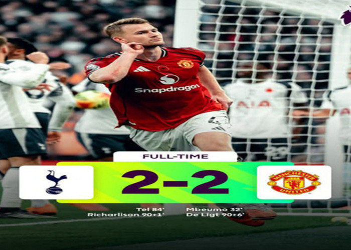 Hasil Liga Premier Inggris: Tottenham vs Manchester United, Skor Sama Kuat 2-2!