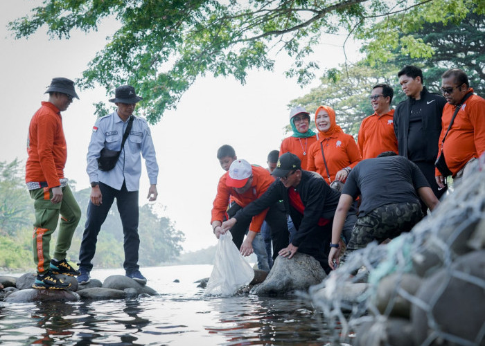 Bupati OKU Tebar Ribuan Ekor Benih Ikan di Sungai Ogan