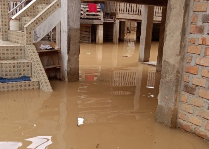 Pemukiman Penduduk di Desa Gunung Meraksa OKU Terendam Banjir
