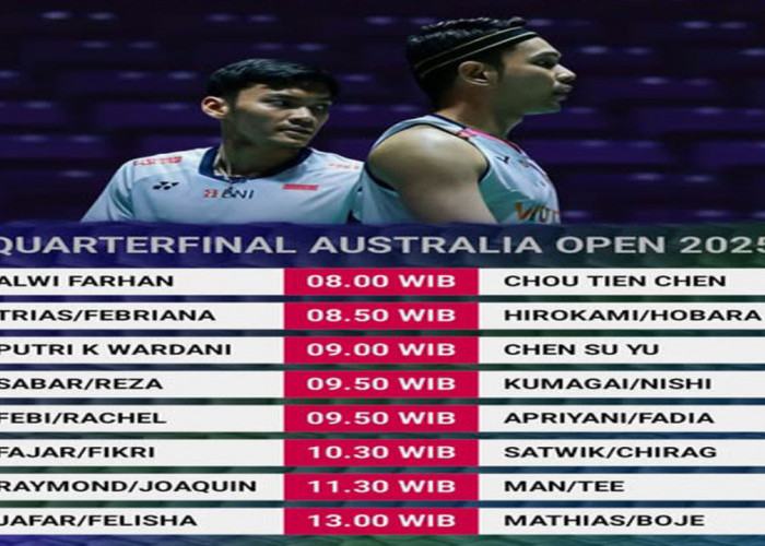 Jadwal Perempat Final Australian Open 2025: 9 Wakil Indonesia Tampil