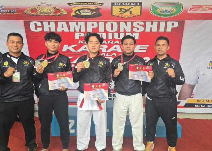Tim Karate Polres Muara Enim Sabet 2 Emas dan 2 Perak di Kejuaraan Kapolda Cup 2026