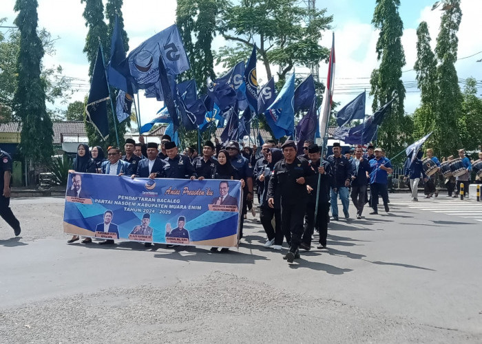 45 Bacaleg NasDem Long March Daftar Ke KPU Muara Enim