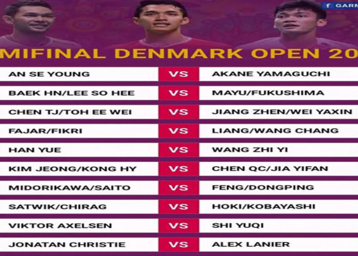 Jadwal Semifinal Denmark Open 2025: Jonatan Christie Tantang Alex Lanier, Fajar/Fikri Hadapi Liang/Wang