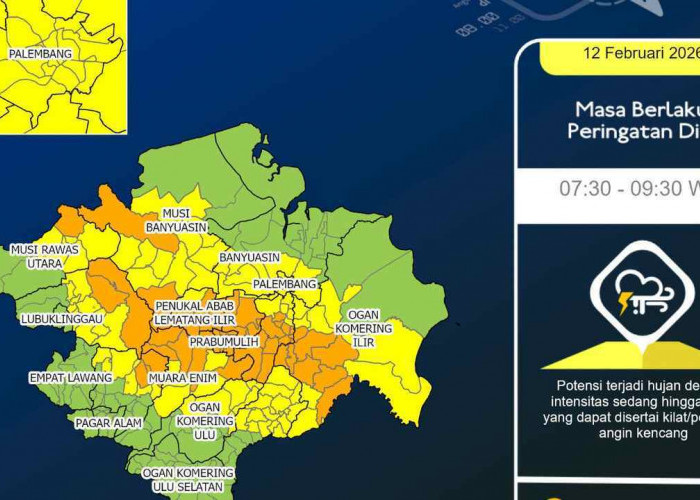 Sumsel Diguyur Hujan Sepanjang Hari, Ini Daftar Wilayah yang Perlu Waspada