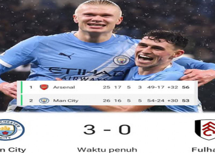 Hasil Man City vs Fulham 3-0: Jarak ke Arsenal Tinggal 3 Poin di Klasemen.