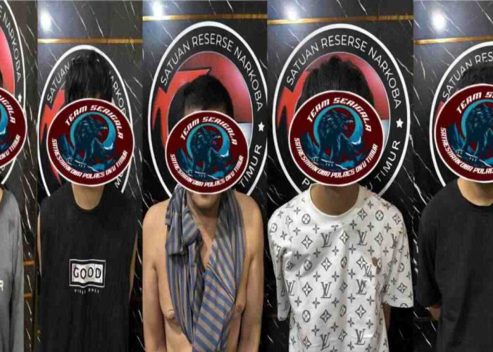 ‎Lima Pelaku Pembawa Sabu dan Ekstasi Diringkus Satres Narkoba Polres OKUT
