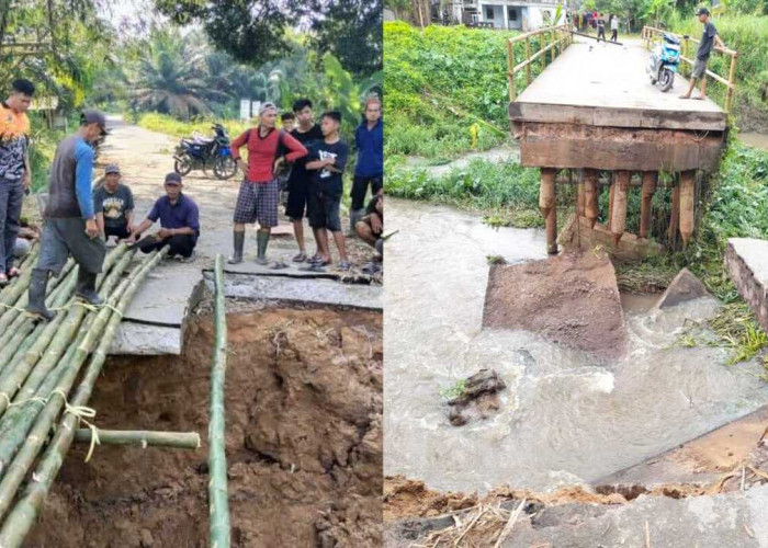 Jembatan Penghubung Antar Desa di Muara Kumbang Putus, Warga Nyaris Terisolir