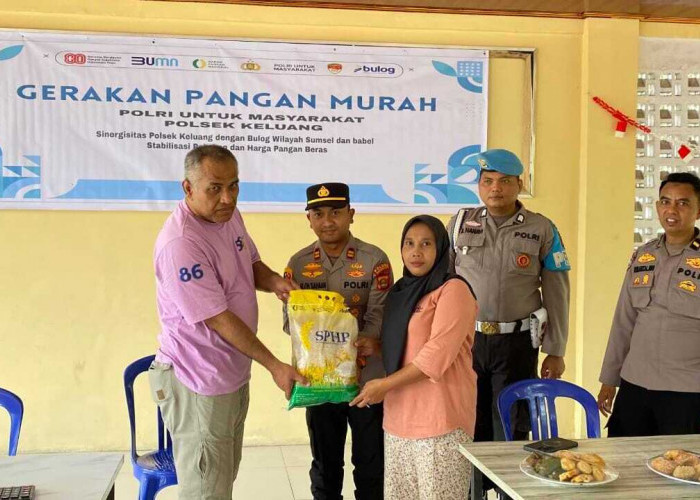 Gelar Gerakan Pangan Murah, Polsek Keluang Salurkan 6 Ton Beras Murah untuk Warga