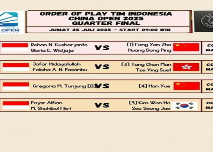 Empat Wakil Indonesia Siap Berjuang di Perempat Final China Open 2025