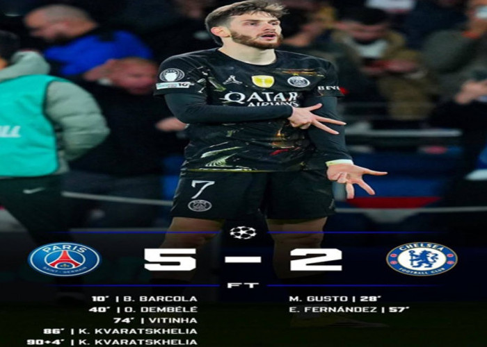 Hasil Liga Champions: PSG Bungkam Chelsea 5-2, Selangkah ke Perempat Final. 