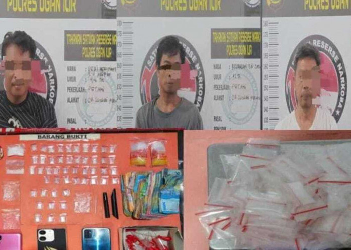 Tiga Terduga Pengedar Sabu Diciduk di Sungai Pinang, Polisi Sita 50 Paket Sabu Seberat 23,33 Gram