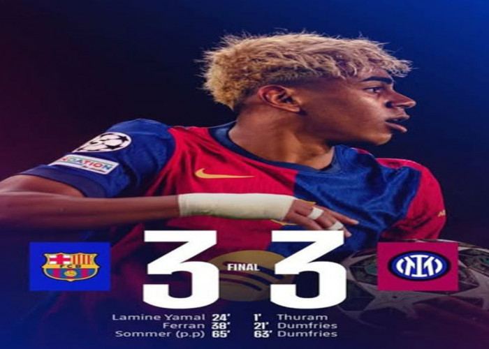Barcelona vs Inter Milan Imbang 3-3 di Leg 1 Semifinal UCL