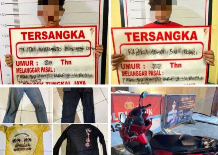 Lacak HP Lewat Email, Polisi Ringkus Dua Pelaku Curat di Tungkal Jaya, Barang Bukti Ditemukan di Atap Pondok