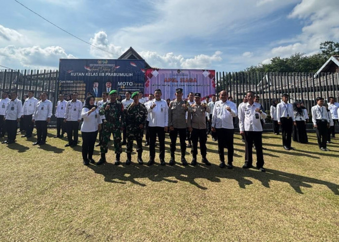 Perkuat Keamanan Nataru, Rutan Kelas IIB Prabumulih Gelar Apel Siaga Gabungan