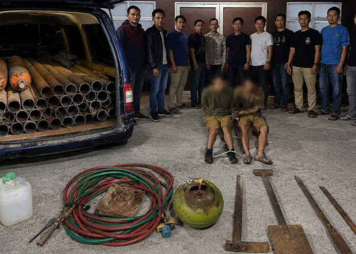 Aksi Pencurian Pipa Pertamina EP Limau Terbongkar, 2 Pria Ditangkap URC TEKAB 11 Prabu
