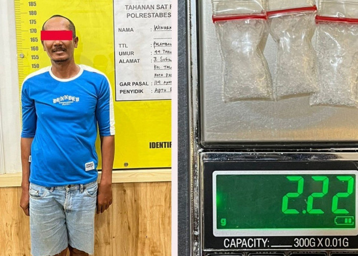 Pengecer Narkoba di Sukarami Dibekuk, Barang Buktinya Sabu Seberat 2,22 Gram 