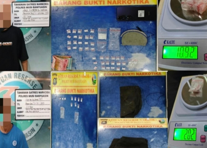 Dua Pengedar Sabu Diciduk di Muba, Polisi Sita 49 Paket Seberat 12,94 Gram