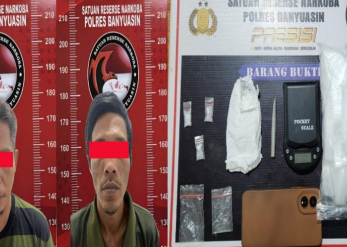 Polres Banyuasin Bekuk 2 Pengecer Sabu di Suak Tapeh, Segini Barang Bukti yang Disita