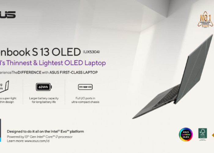S13 OLED, Laptop Ultraportabel OLED Tipis, Ringan, Stylish dan Ramah Lingkungan