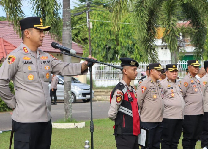 Kapolres Ogan Ilir Pimpin Apel Kesiapan Personel Hadapi Rencana Aksi Unjuk Rasa Warga Tanjung Baru