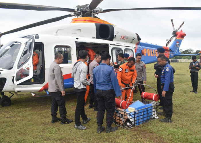POLRI Kirim 350 Personel Evakuasi Paskah Kecelakaan Helikopter di Merangin