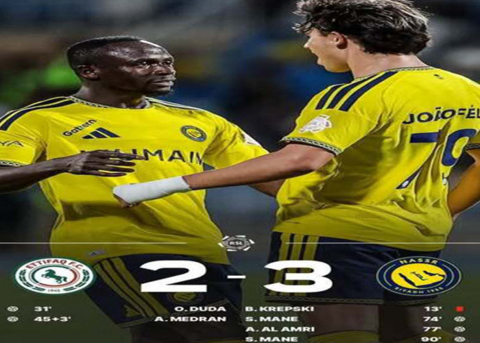 Hasil Saudi Pro League: Al-Ettifaq 2-3 Al-Nassr.