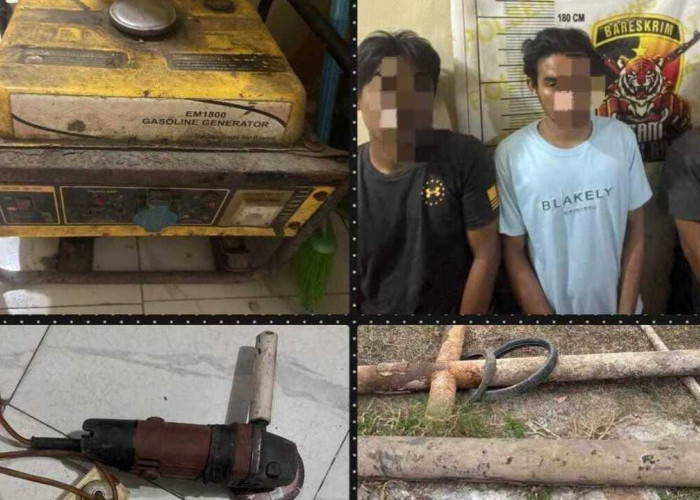 Potong Tiga Besi Pipa Pakai Gerinda, Tiga Terduga Pencuri Diamankan di Tanjung Batu