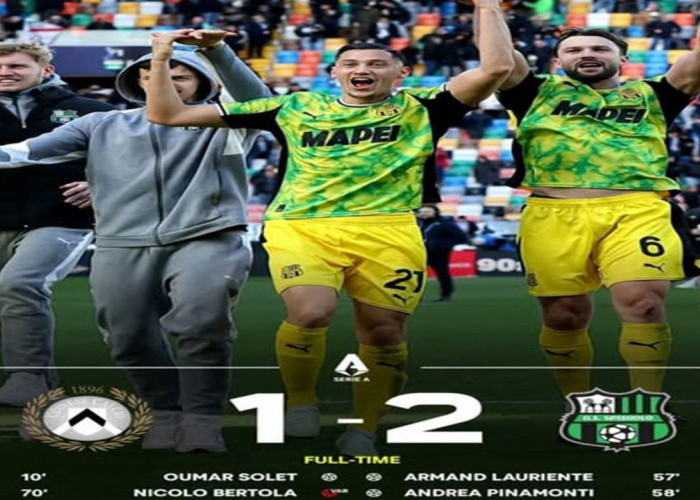 Hasil Udinese vs Sassuolo 1-2: Performa Solid Jay Idzes Antar Sassuolo Naik ke Papan Tengah. 