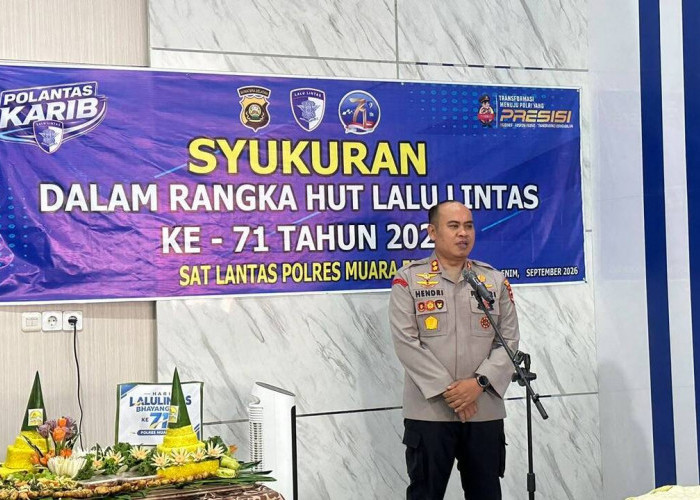 Syukuran HUT Lalu Lintas ke-71, Polres Muara Enim Gelar Potong Tumpeng