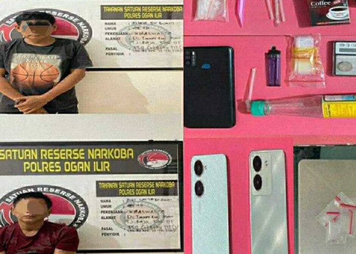 Polres Ogan Ilir Tangkap Dua Pengedar Shabu di Tanjung Raja, Barang Bukti Bong dan Timbangan Diamankan