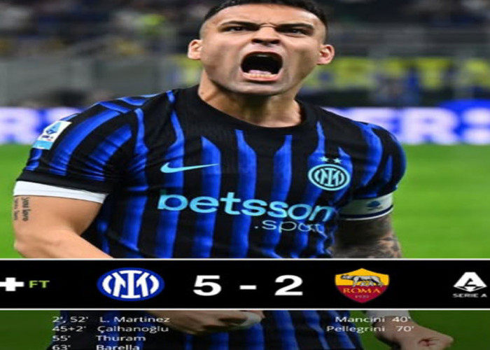 Hasil Inter Milan vs AS Roma: Inter Hancurkan Roma 5-2.