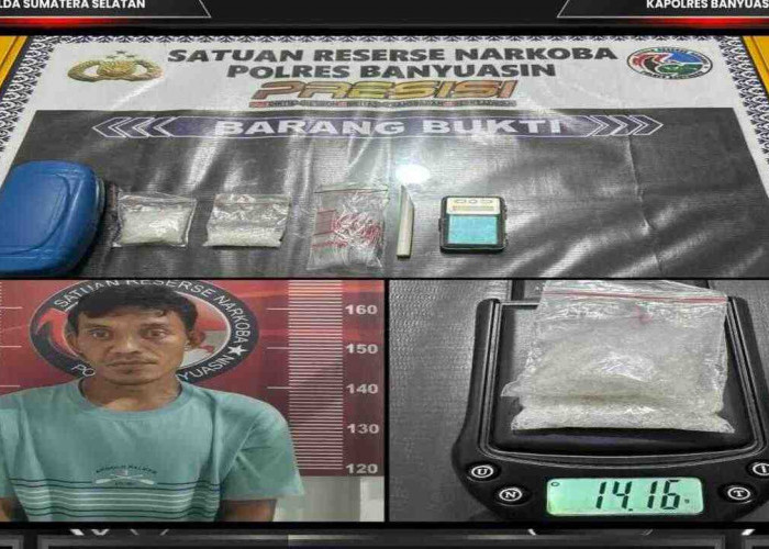 Sabu 14,16 Gram Ditemukan di Atas Lemari, Bandar Narkoba di Betung Banyuasin Tak Berkutik Digerebek Polisi