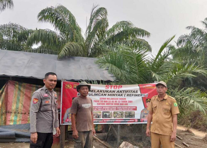 Tekan Aktivitas Ilegal Drilling dan Refinery, Polisi Pasang Spanduk Larangan di Pangkalan Bulian