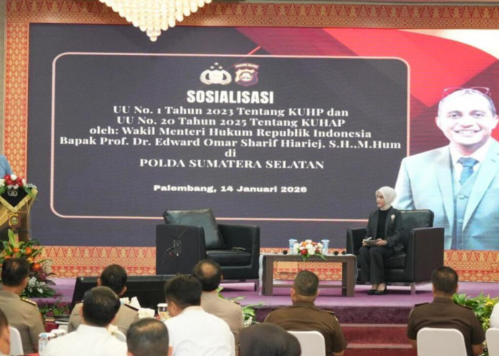 Penguatan Reformasi Hukum Pidana, Kakanwil Kemenkum Sumsel Sukseskan Sosialisasi KUHP–KUHAP Oleh Wamenkum RI