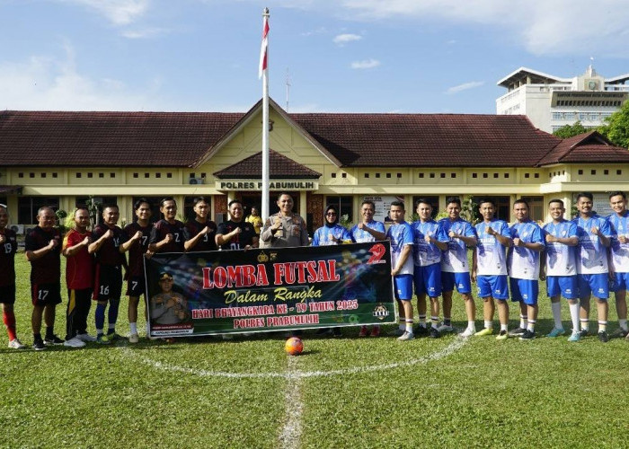 Turnamen Futsal Internal Meriahkan HUT Bhayangkara ke-79 di Polres Prabumulih