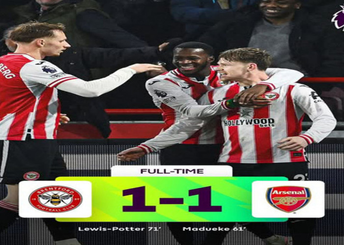 Hasil Brentford 1-1 Arsenal: Jarak dengan Man City Kini 4 Poin.