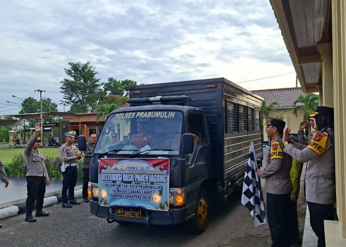 Polres Prabumulih Distribusikan 3 Ton Jagung ke Bulog Lahat, Hasil Panen Poktan Binaan Polsek Cambai
