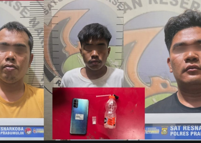 Asyik Pesta Sabu di Gudang, Tiga Pemuda Prabumulih Ditangkap Tim Opsnal Satresnarkoba 