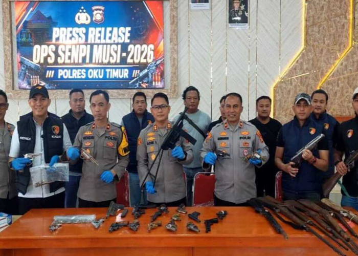 Ops Senpi Musi 2026, Polres OKU Timur Amankan 35 Senpi, Tiga Hasil Ungkap Kasus