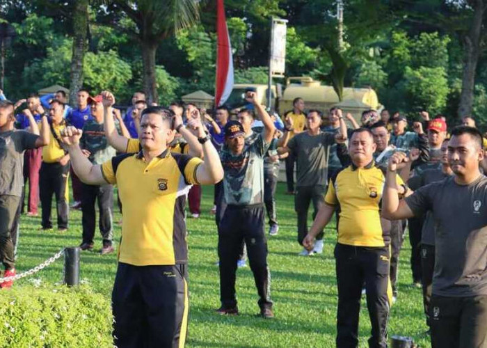 Pererat Sinergitas, Polres Prabumulih Gelar Olahraga Bersama TNI-Polri