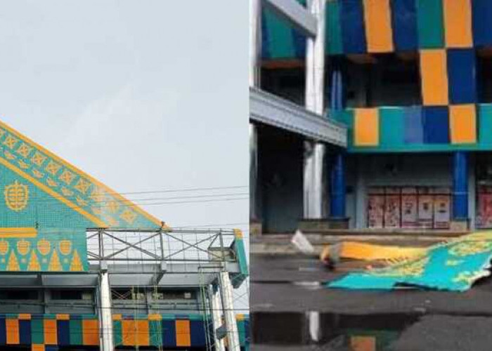 Belum Genap Setahun, Tanjak Gedung TOM yang Jadi Icon Baru Kota Lubuklinggau Copot