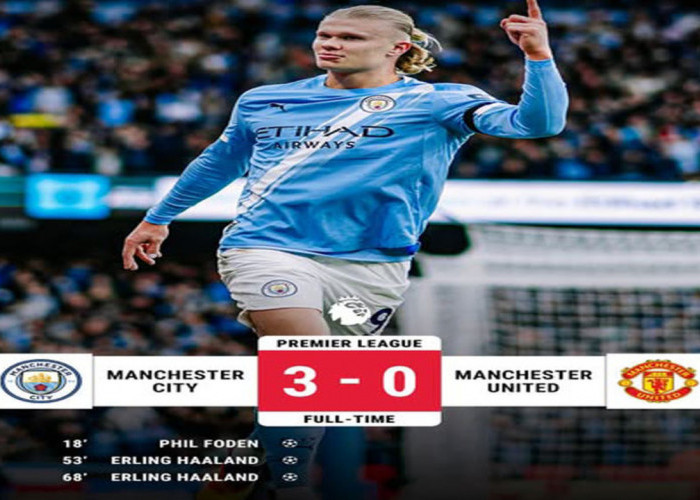Manchester City Bungkam Manchester United 3-0 di Etihad, Haaland Cetak Brace