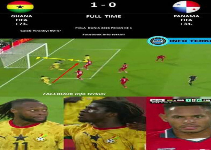 Hasil Piala Dunia 2026: Ghana Bungkam Panama 1-0, Caleb Yirenkyi Jadi Pahlawan.